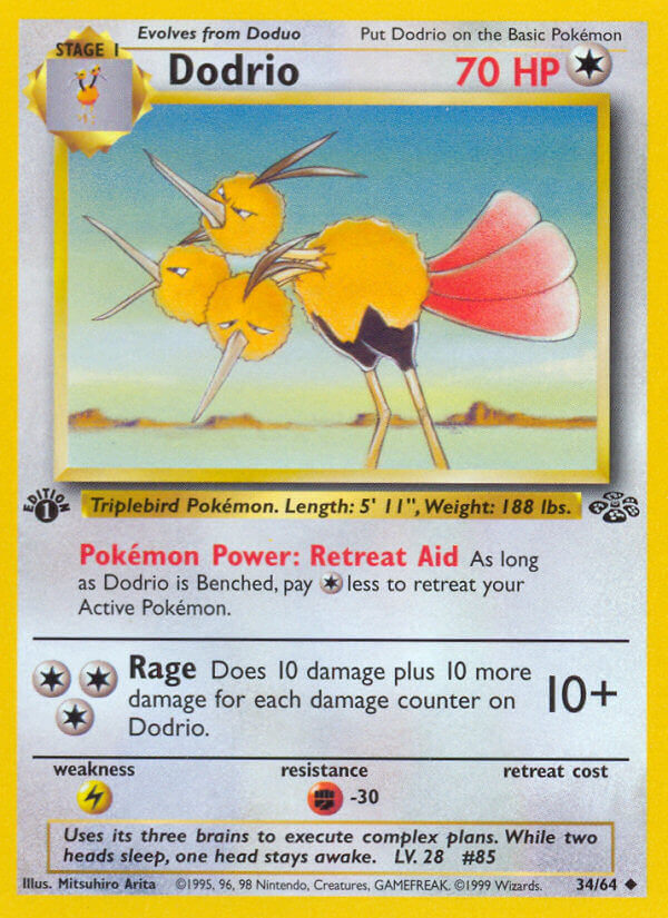 Dodrio | Jungle | Classic | 34/64 | New Mint | Uncommon