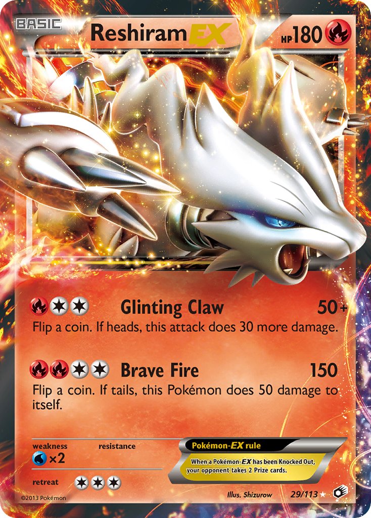 Reshiram EX | Legendary Treasures | Black & White | 29/113 | New Mint | Rare Holo EX