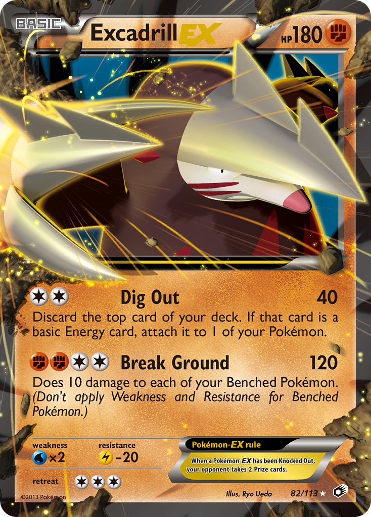 Excadrill EX | Legendary Treasures | Black & White | 82/113 | New Mint | Rare Holo EX