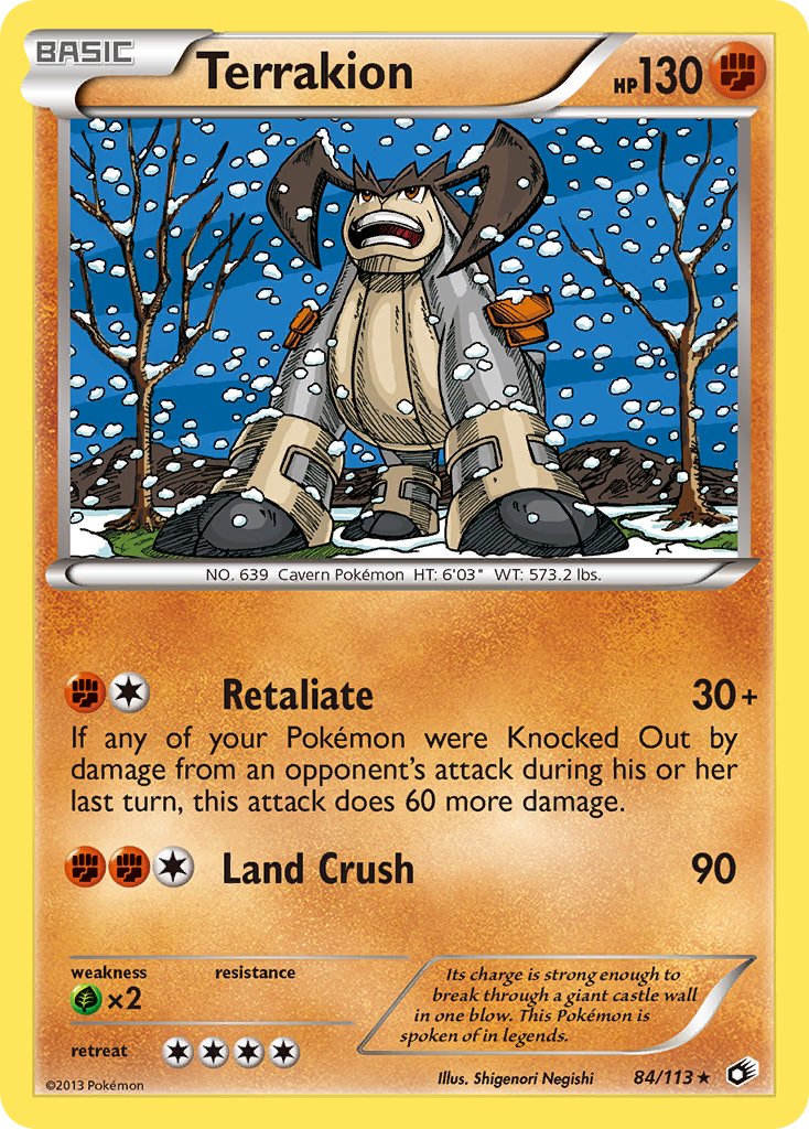 Terrakion | Legendary Treasures | Black & White | 84/113 | New Mint | Rare Holo