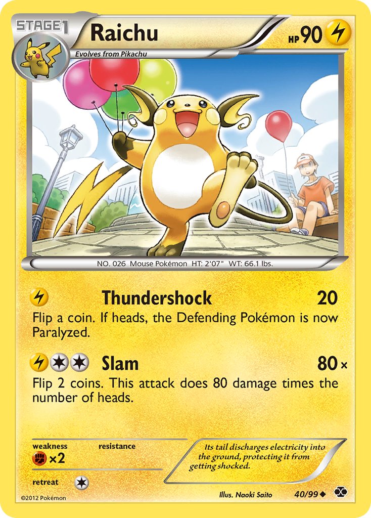 Raichu | Next Destinies | Black & White | 40/99 | New Mint | Uncommon