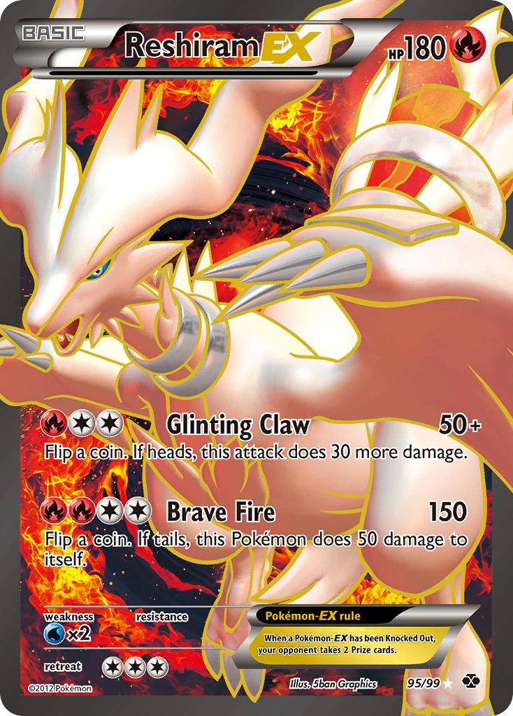 Reshiram EX | Next Destinies | Black & White | 95/99 | New Mint | Ultra Rare
