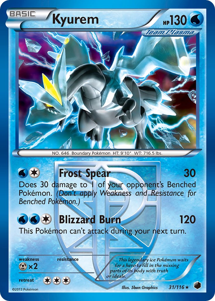 Kyurem | Plasma Freeze | Black & White | 31/116 | New Mint | Rare Holo