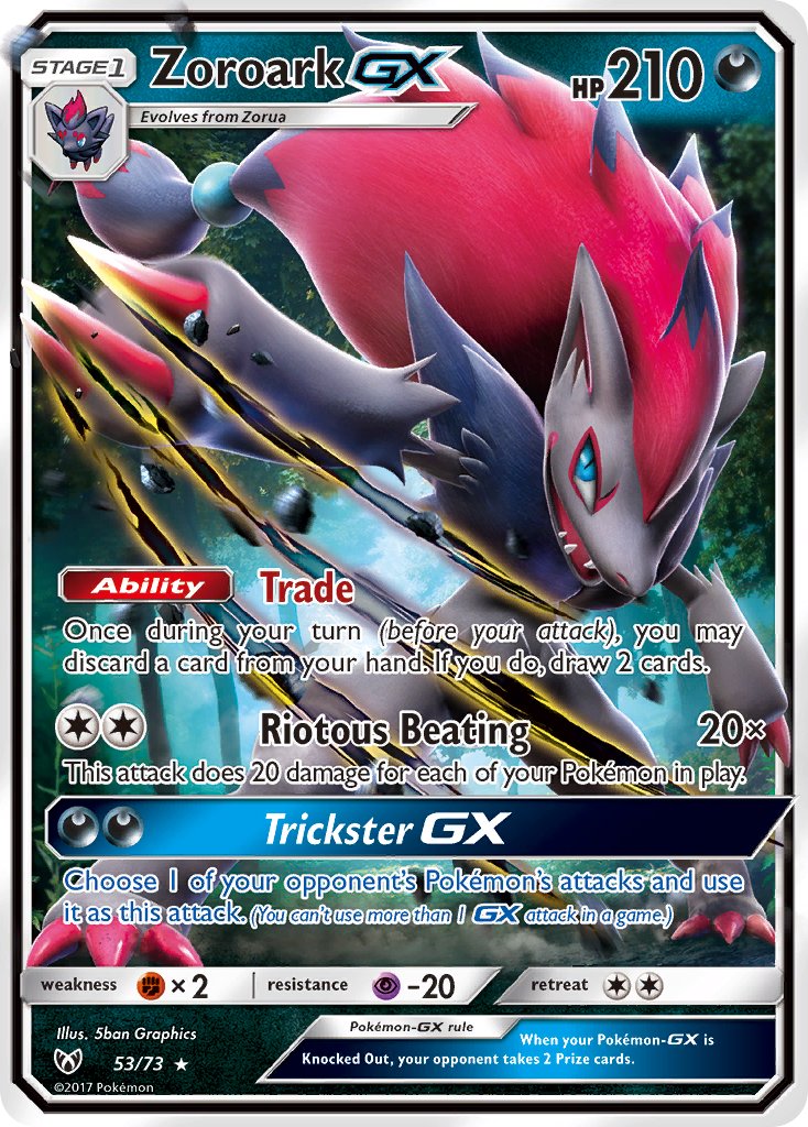 Zoroark GX | Shining Legends | Sun & Moon | 53/73 | New Mint | Rare Holo GX