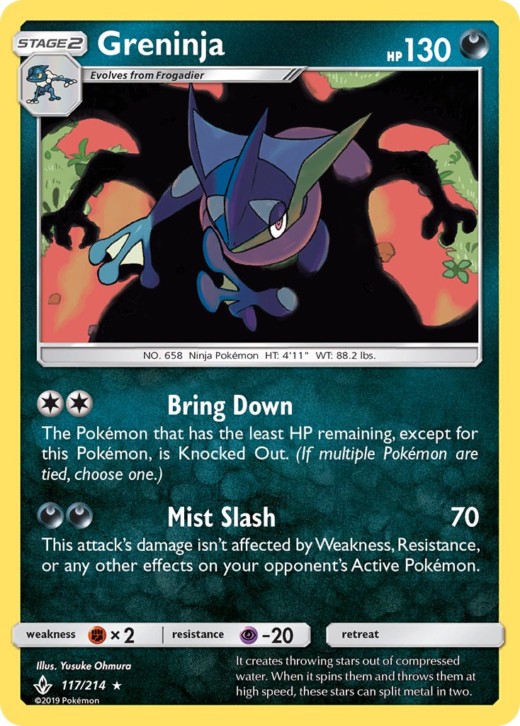 Greninja | Unbroken Bonds | Sun & Moon | 117/214 | New Mint | Rare Holo