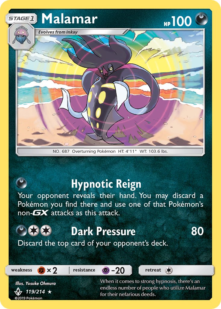 Malamar | Unbroken Bonds | Sun & Moon | 119/214 | New Mint | Rare Holo