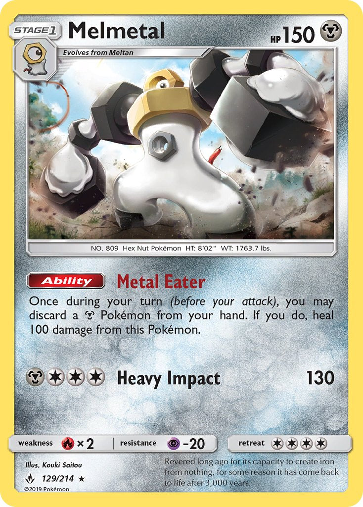 Melmetal | Unbroken Bonds | Sun & Moon | 129/214 | New Mint | Rare Holo