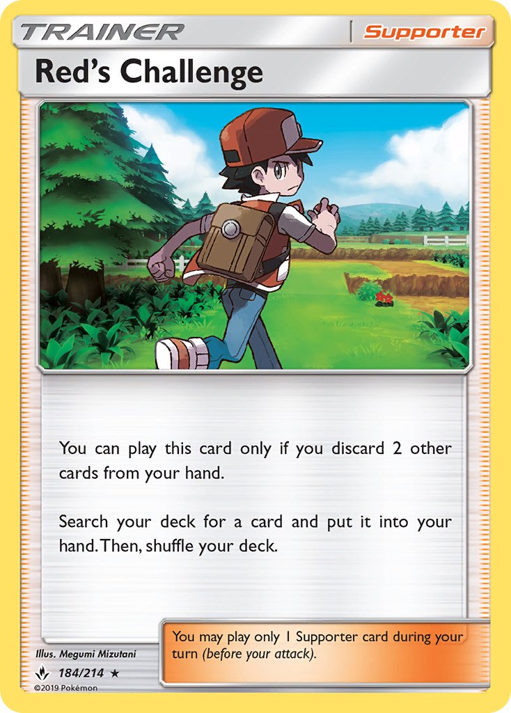 Red’s Challenge | Unbroken Bonds | Sun & Moon | 184/214 | New Mint | Rare Holo