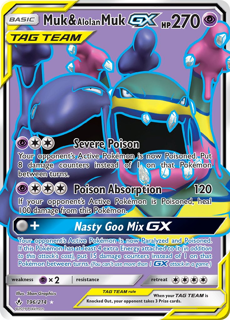 Muk & Alolan Muk GX | Unbroken Bonds | Sun & Moon | 196/214 | New Mint | Ultra Rare