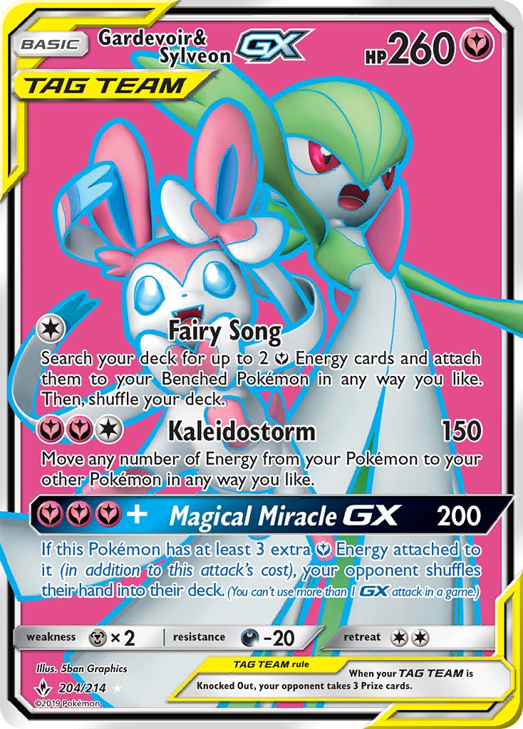 Gardevoir & Sylveon GX | Unbroken Bonds | Sun & Moon | 204/214 | New Mint | Ultra Rare