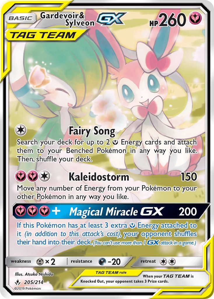 Gardevoir & Sylveon GX | Unbroken Bonds | Sun & Moon | 205/214 | New Mint | Ultra Rare