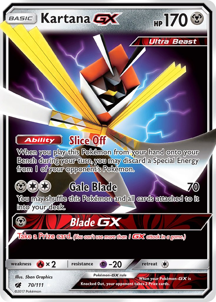Kartana GX | Crimson Invasion | Sun & Moon | 70/111 | New Mint | Rare Holo GX