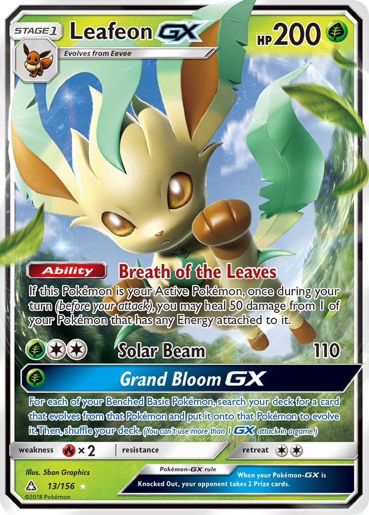 Leafeon GX | Ultra Prism | Sun & Moon | 13/156 | New Mint | Rare Holo GX