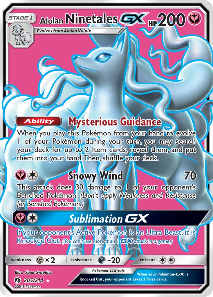 Alolan Ninetales GX | Lost Thunder | Sun & Moon | 205/214 | New Mint | Ultra Rare