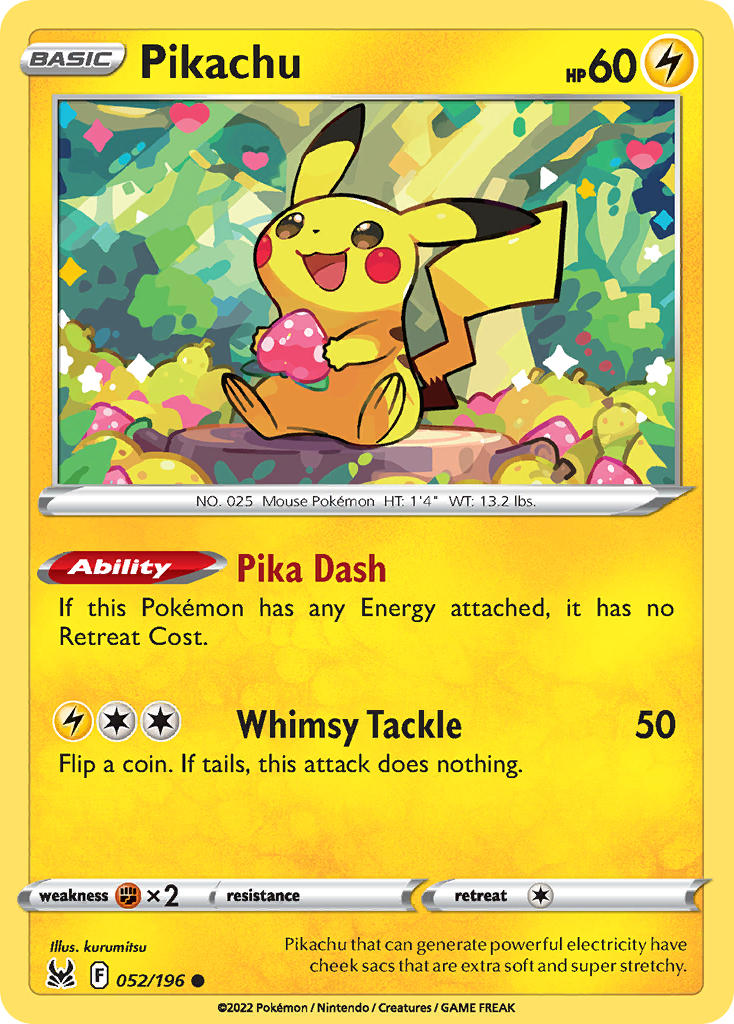 Pikachu | Lost Origin | Sword & Shield | 52/196 | New Mint | Common