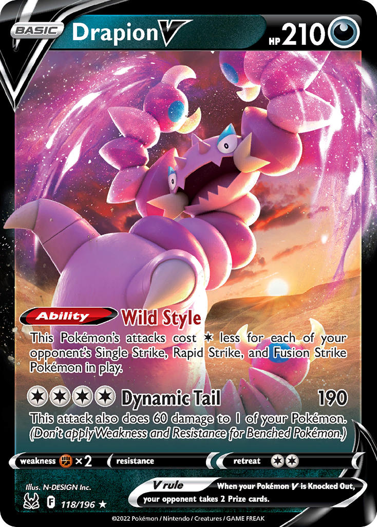 Drapion V | Lost Origin | Sword & Shield | 118/196 | New Mint | Holo Rare V