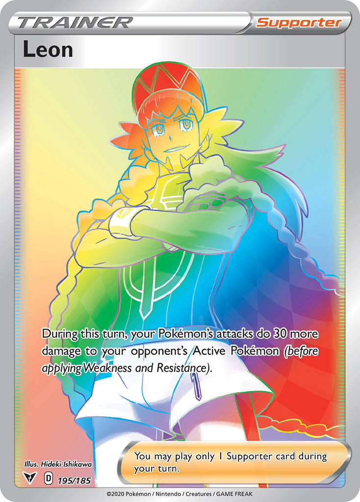 Leon | Vivid Voltage | Sword & Shield | 195/185 | New Mint | Rainbow Rare
