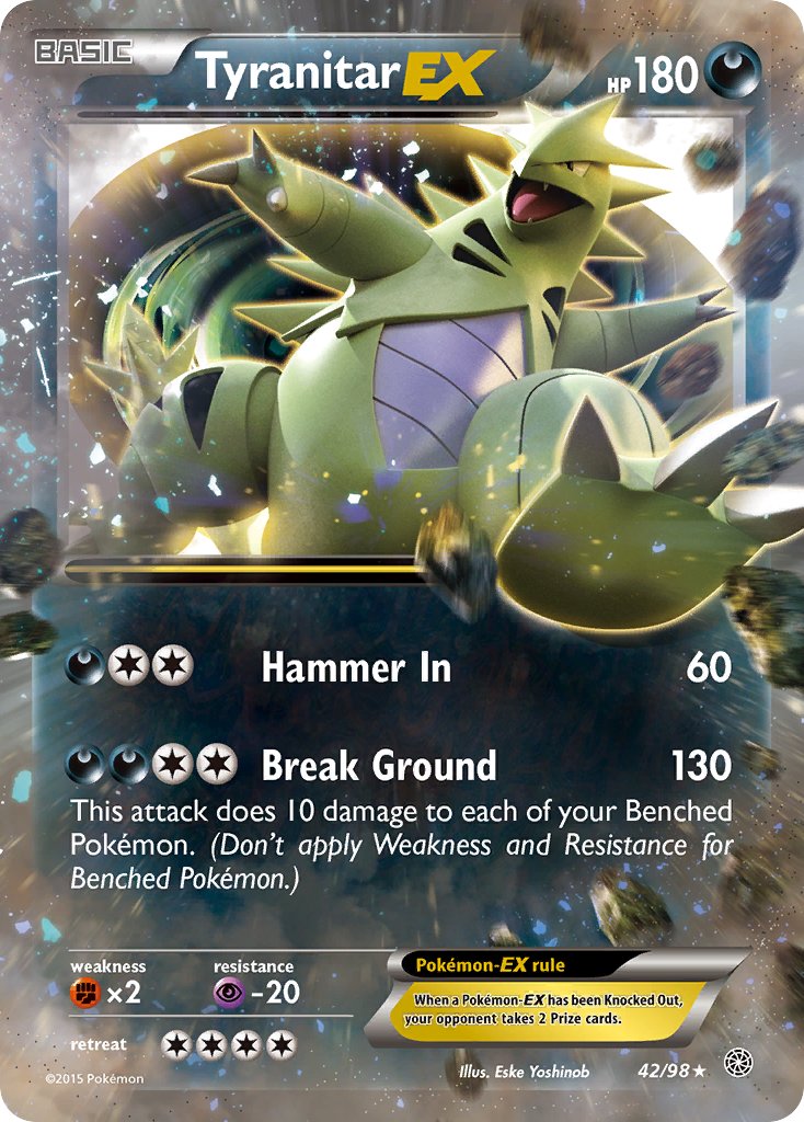 Tyranitar | EX | XY | XY7-042 | Rare | Holo | EX | New | Mint