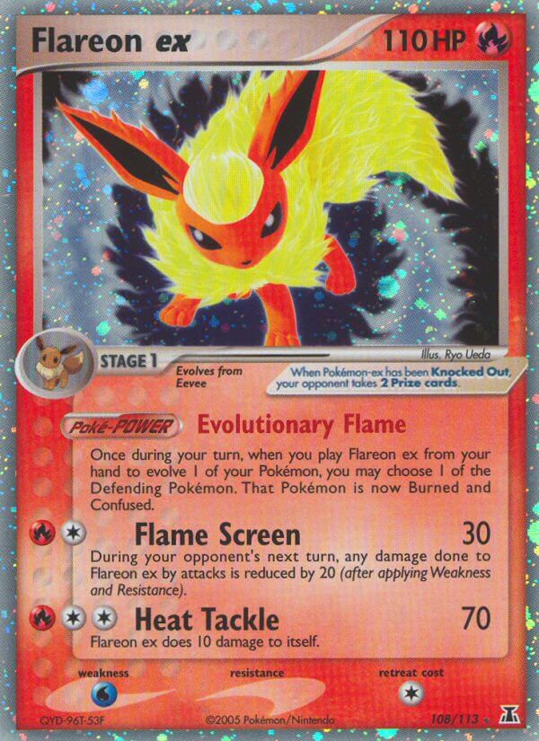 Flareon ex | Delta Species | EX | 108/113 | New Mint | Rare Holo ex