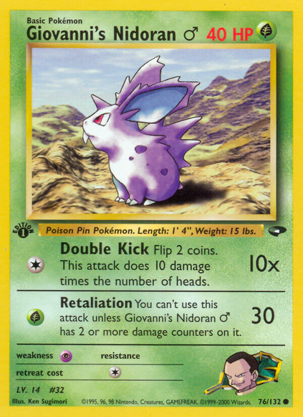 Giovanni’s Nidoran Male | Gym Challenge | Gym | 76/132 | New Mint | Common