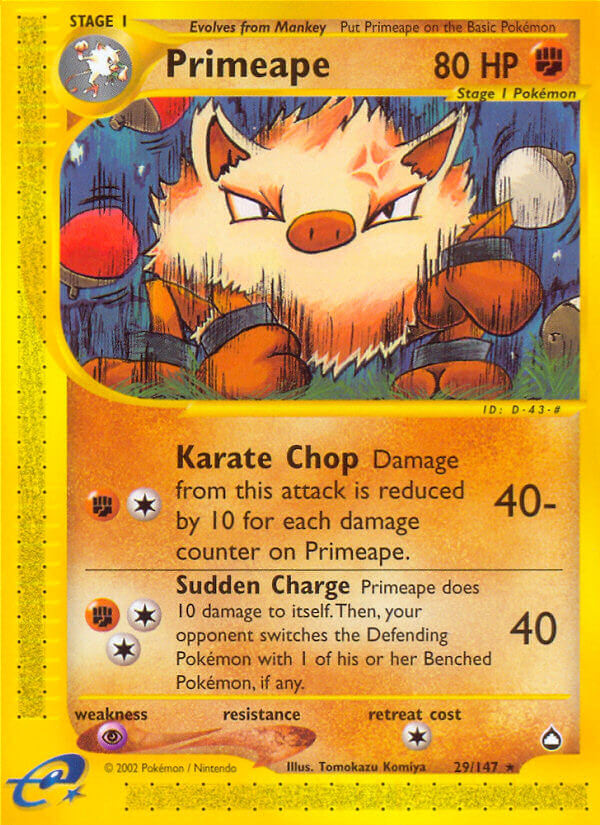 Primeape | Aquapolis | E-Card | 29/147 | New Mint | Rare