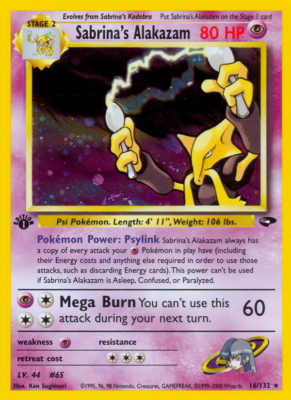 Sabrina’s Alakazam | Gym Challenge | Gym | 16/132 | New Mint | Rare Holo