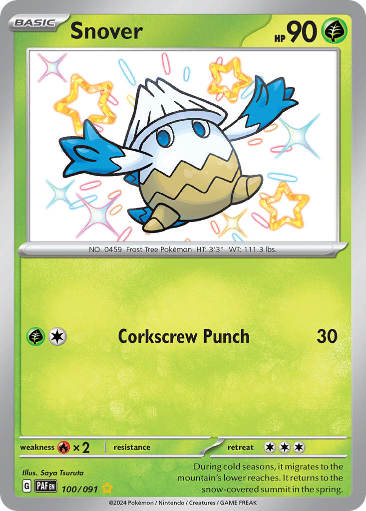 Snover | Paldean Fates | Scarlet & Violet | 100/91 | New Mint | Shiny Rare