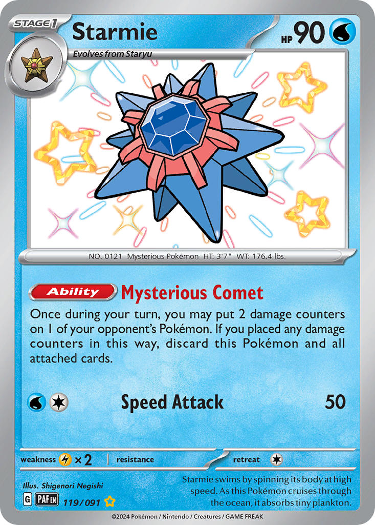 Starmie | Paldean Fates | Scarlet & Violet | 119/91 | New Mint | Shiny Rare