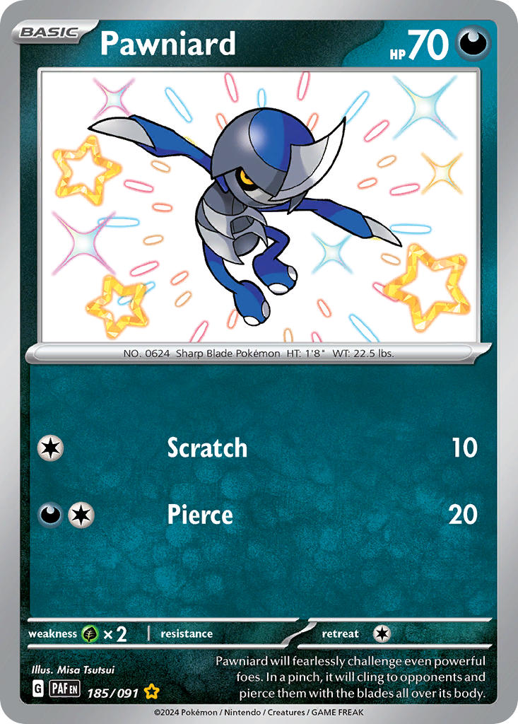 Pawniard | Paldean Fates | Scarlet & Violet | 185/91 | New Mint | Shiny Rare
