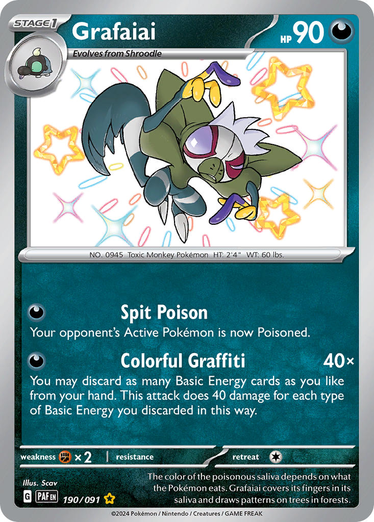 Grafaiai | Paldean Fates | Scarlet & Violet | 190/91 | New Mint | Shiny Rare
