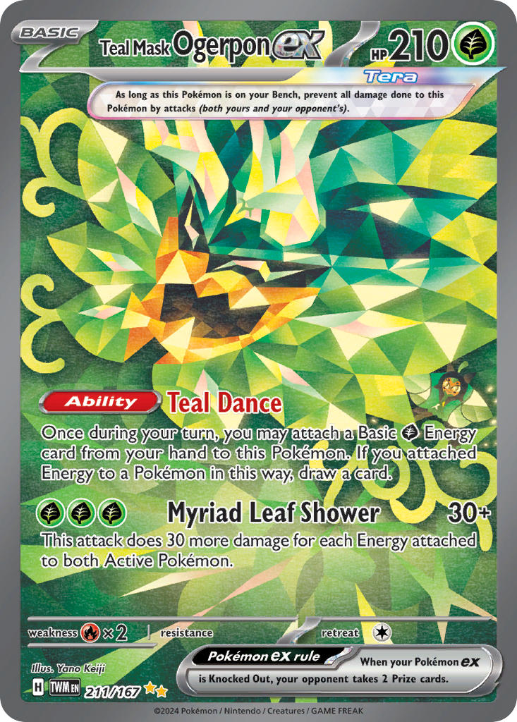 Teal Mask Ogerpon ex | Twilight Masquerade | Scarlet & Violet | 211/167 | New Mint | Special Illustration Rare