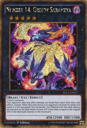 Number 14: Greedy Sarameya | Premium Gold: Return of the Bling | PGL2-EN017 | Gold Secret Rare | 1st
