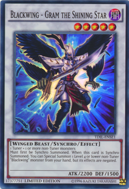 Blackwing - Gram the Shining Star | Yu-Gi-Oh! 5D's Volume 4 promotional card (NA) | YF04-EN001 | Ultra Rare