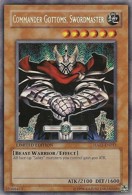 Commander Gottoms, Swordmaster | Hidden Arsenal | HA01-EN013 | Secret Rare