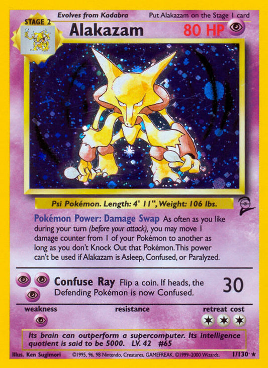 Alakazam | Base Set 2 | Classic | 1/130 | New Mint | Rare Holo