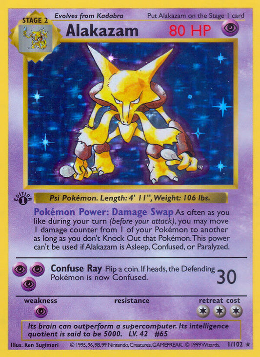 Alakazam | Base Set | Classic | 1/102 | New Mint | Rare Holo