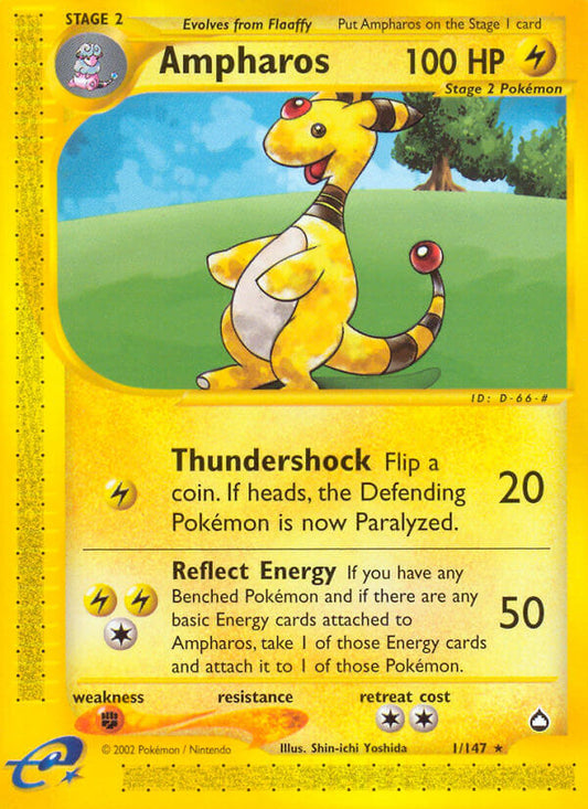 Ampharos | Aquapolis | E-Card | 1/147 | New Mint | Rare
