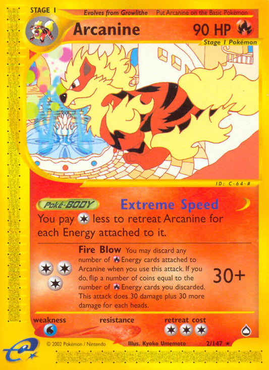 Arcanine | Aquapolis | E-Card | 2/147 | New Mint | Rare