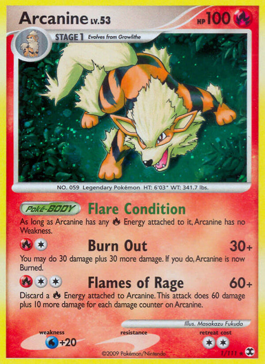 Arcanine | Rising Rivals | Platinum | 1/111 | New Mint | Rare Holo