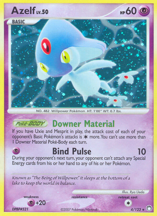 Azelf | Mysterious Treasures | Diamond & Pearl | 4/123 | New Mint | Rare Holo
