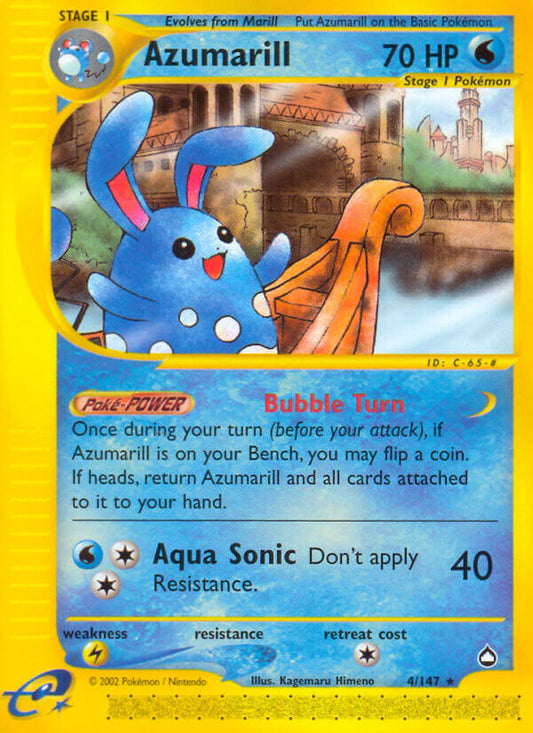 Azumarill | Aquapolis | E-Card | 4/147 | New Mint | Rare