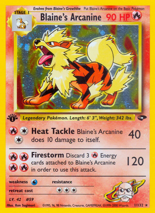 Blaine’s Arcanine | Gym Challenge | Gym | 1/132 | New Mint | Rare Holo