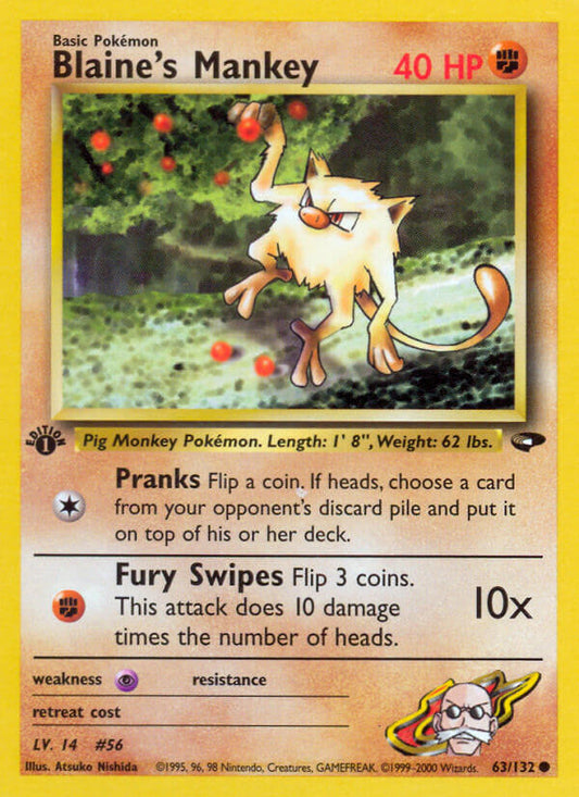 Blaine’s Mankey | Gym Challenge | Gym | 63/132 | New Mint | Common