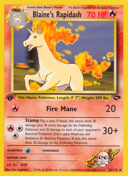 Blaine’s Rapidash | Gym Challenge | Gym | 33/132 | New Mint | Uncommon