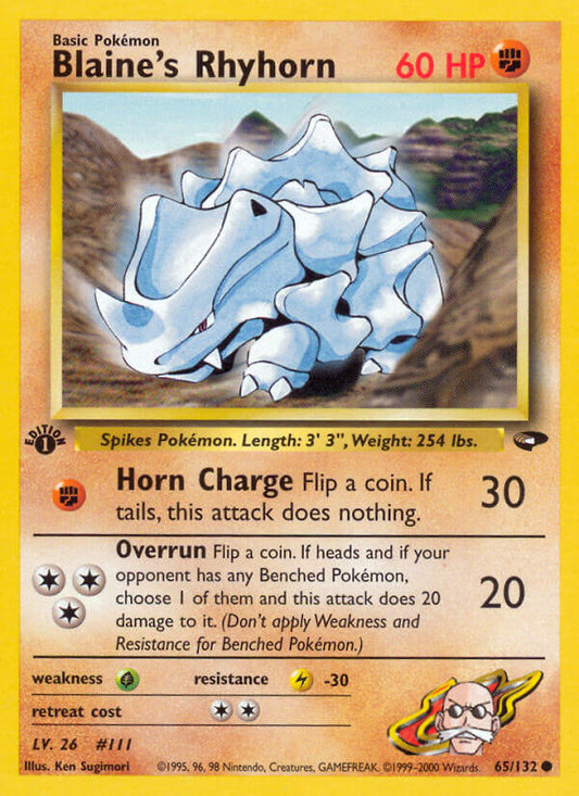 Blaine’s Rhyhorn | Gym Challenge | Gym | 65/132 | New Mint | Common
