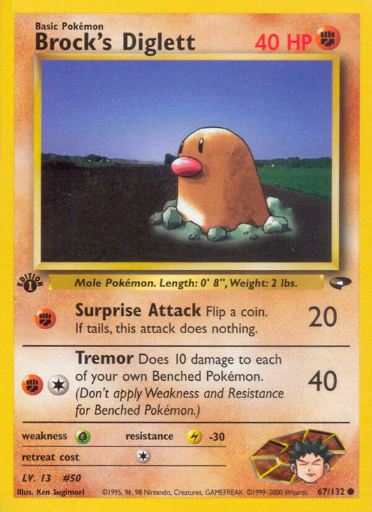 Brock’s Diglett | Gym Challenge | Gym | 67/132 | New Mint | Common