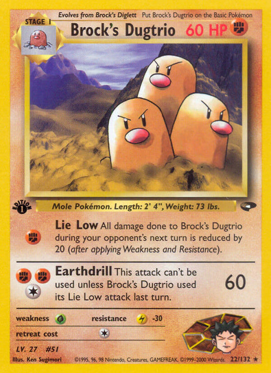 Brock’s Dugtrio | Gym Challenge | Gym | 22/132 | New Mint | Rare