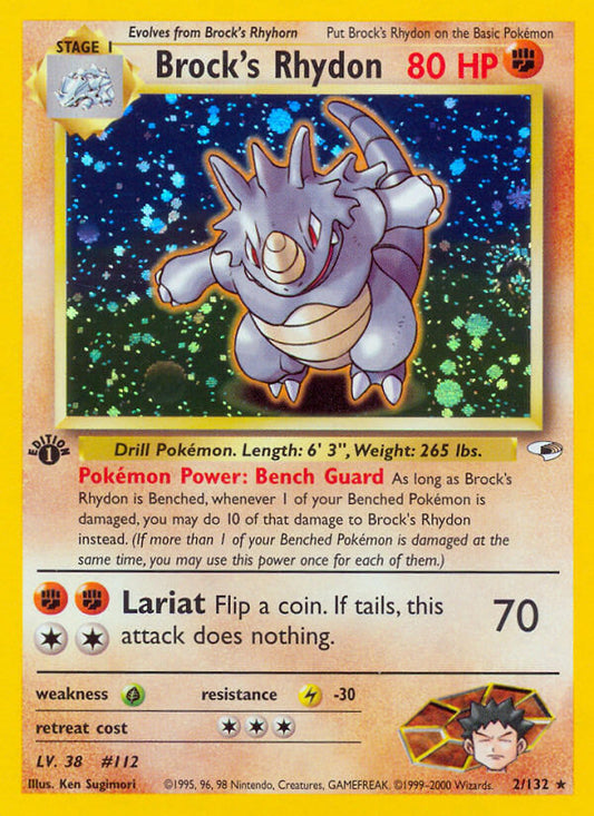 Brock’s Rhydon | Gym Heroes | Gym | 2/132 | New Mint | Rare Holo