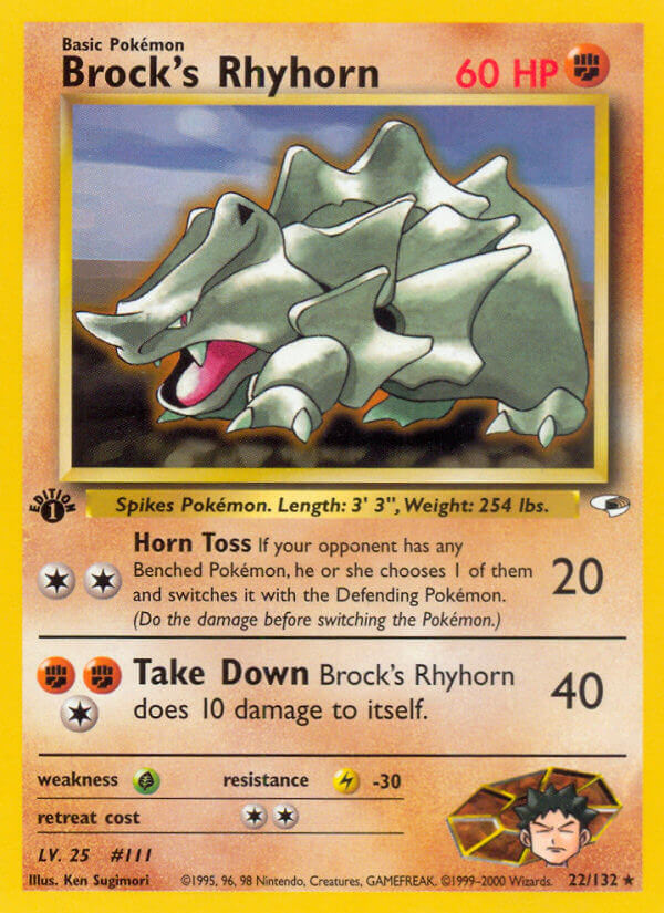 Brock’s Rhyhorn | Gym Heroes | Gym | 22/132 | New Mint | Rare