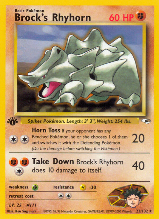 Brock’s Rhyhorn | Gym Heroes | Gym | 22/132 | New Mint | Rare